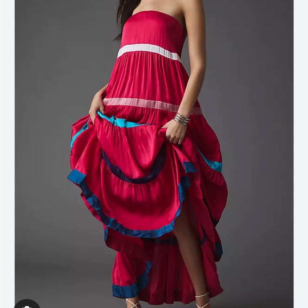 NWT Samant Chauhan strapless colorblock dress medium Anthropologie